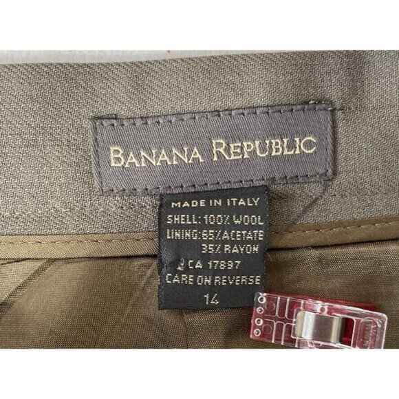 Banana Republic Skirt Womens Size 14 Olive Mini Lined 100% Wool Made In Italy - Picture 5 of 9